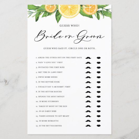 Lemons en Sinaasappels zei dat ze Bride of Groom z (Voorkant)