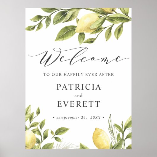 Lemons en vertrekt Boho Wedding Welcome Poster (Voorkant)