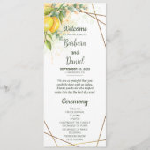 Lemons Eucalyptus Yellow Flowers Weddenprogramma Programma (Voorkant)