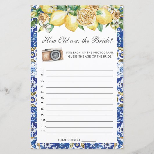 Lemons Floral Bridal hoe oud was de bridgame (Voorkant)