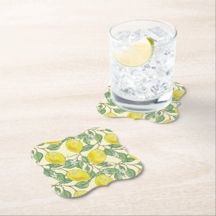  Lemons Fresh Zesty Summer Citrus Pattern Kartonnen Onderzetters