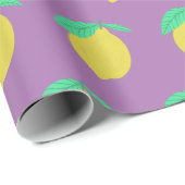 Lemons Fruity Fun Yellow Pattern Paars Cadeaupapier (Rol Hoek)