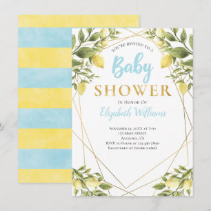 Lemons Geometric Lijst Blue Boy Baby shower Kaart