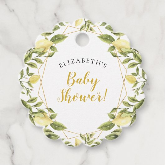 Lemons Greenery Baby shower Bedankjes Labels (Voorkant)