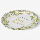 Lemons Greenery Baby shower Papieren Bordje (Gekanteld)