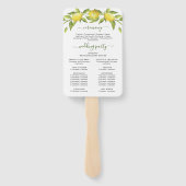 Lemons Greenery Blossom Wedding Program Hand Fan Handwaaier (Achterkant)