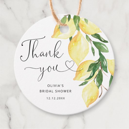 Lemons & Greenery Chic Vrijgezellenfeest Dank u Bedankjes Labels (Voorkant)