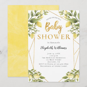 Lemons Greenery Geometric Lijst Baby shower Kaart