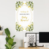 Lemons Greenery Geometric Lijst Baby shower Sign Poster (Thuiskantoor)