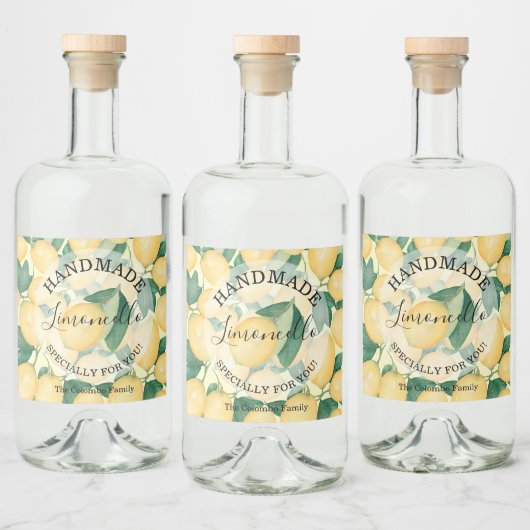 Lemons Greenery Handmade Limoncello Likeurfles Etiket (Flessen)