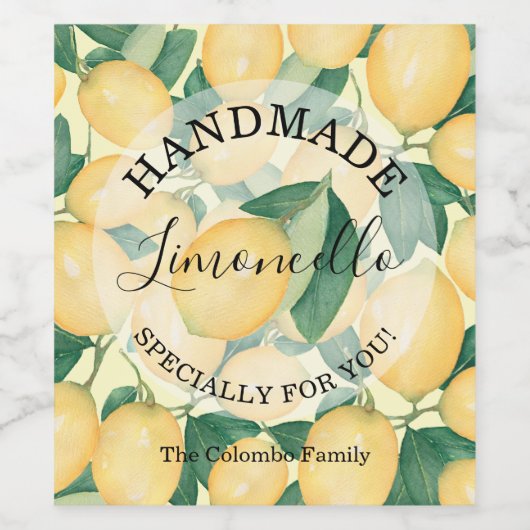 Lemons Greenery Handmade Wijn Etiket (Enkel label)