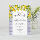 Lemons Greenery Tegels Script Weddenschap Kaart (Staand voorkant)