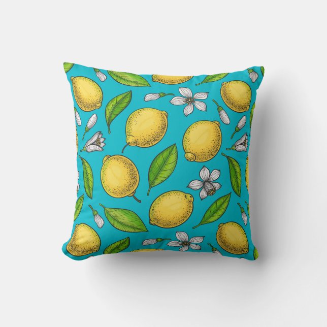 Lemons in blauw kussen (Voorkant)