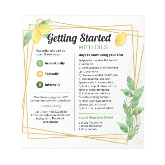 Lemons & Leaders Essential Oils Start Guide Notitieblok (Voorkant)