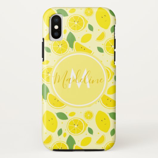 Lemons Leaf Pattern Name Initiaal Case-Mate iPhone Case (Achterkant)