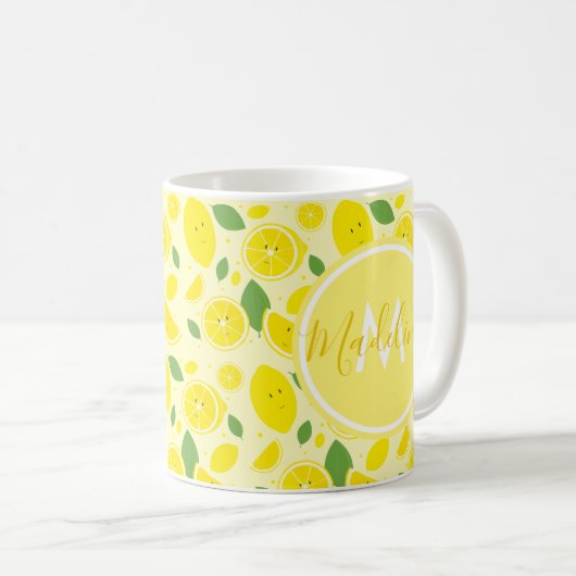 Lemons Leaf Pattern Name Initiaal | Mok (Voorkant rechts)