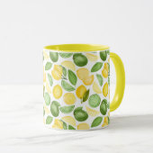 Lemons Limes Leaves Pattern Green Coffee Mok (Voorkant rechts)