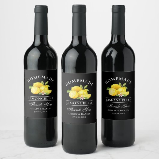 Lemons Limoncello Bedankt Black Fleslabels Wijn Etiket (Flessen)