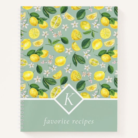 Lemons Monogram Recipe Book Notitieboek (Voorkant)