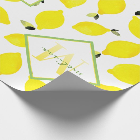 Lemons Ombre Monogram in Bright Geel Groen Wit Cadeaupapier (Hoek)
