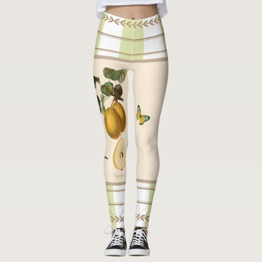 Lemons op Apple Green Stripes Leggings (Voorkant)