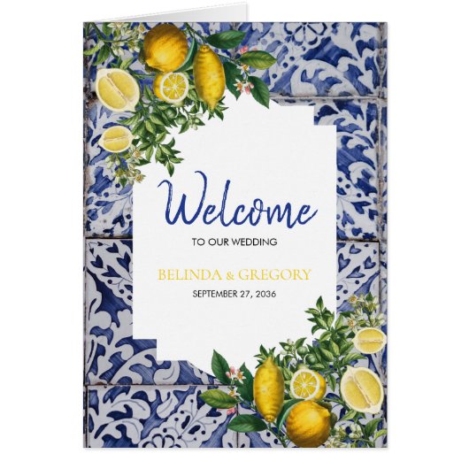 Lemons Portugese Tegels Wedding Order of Service (Voorkant)