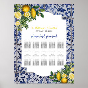 Lemons Portugese Tegels Wedding Seating Chart Poster