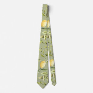 Lemons Sage Green Botanische Waterverf Stropdas