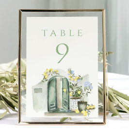 Lemons Sage Mediterranean Watercolor Wedding Kaart