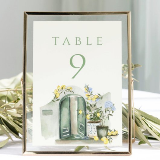 Lemons Sage Mediterranean Watercolor Wedding Kaart