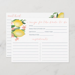 Lemons Soft Pink Text Flowers Shower Recipcard Kaart