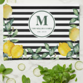 Lemons striped Family Kitchen Custom Theedoek (Gevouwen)