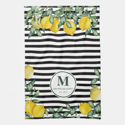 Lemons striped Family Kitchen Custom Theedoek (Verticaal)