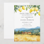 Lemons Tuscan Scene Italian Wedding Save The Date (Voorkant / Achterkant)