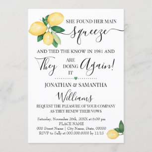 Lemons Vow Renewal Jubileum Weddenschap Kaart