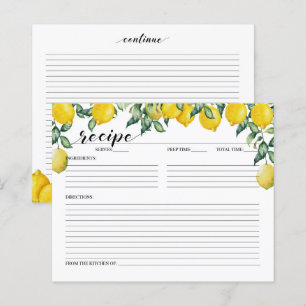 Lemons Vrijgezellenfeest Recipe Kaart