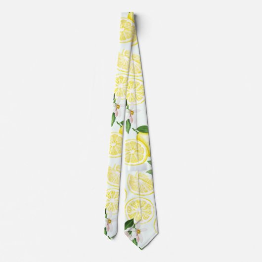 Lemons Waterverf Summer Fruit Pattern on Mint Stropdas (Achterkant)