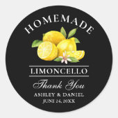Lemons Wedding Bedankt Limoncello Black Ronde Sticker (Voorkant)