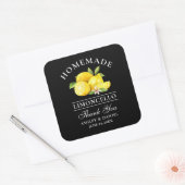 Lemons Wedding Bedankt Limoncello Black Vierkante Sticker (Envelop)