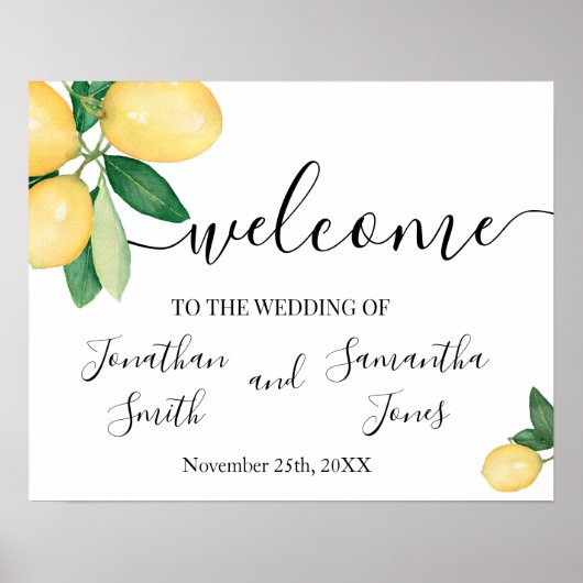 Lemons Wedding Welkomstbord poster (Voorkant)
