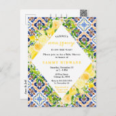 Lemons with Foliage Mediterranean Baby Shower Briefkaart (Voorkant / Achterkant)