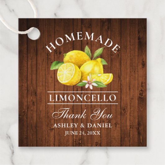 Lemons Wood Limoncello Bedankt Square Bedankjes Labels (Voorkant)