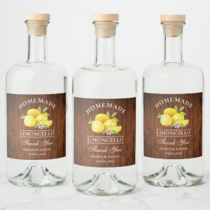 Lemons Wood Merci Limoncello Bottle Étiquette