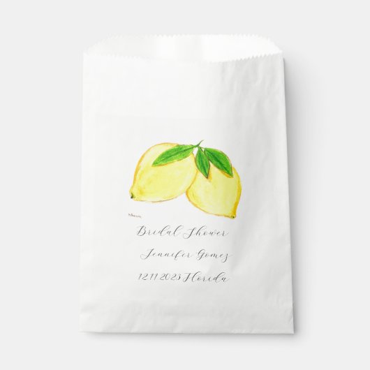 Lemons Yellow Fruit Citrus Waterverf Weddenschap Bedankzakje (Voorkant)