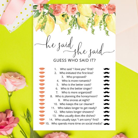 Lemons zei dat ze zei dat Vrijgezellenfeest Game