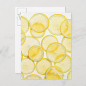 Lemonsegmenten gerangschikt in patroon met achterg briefkaart (Voorkant / Achterkant)