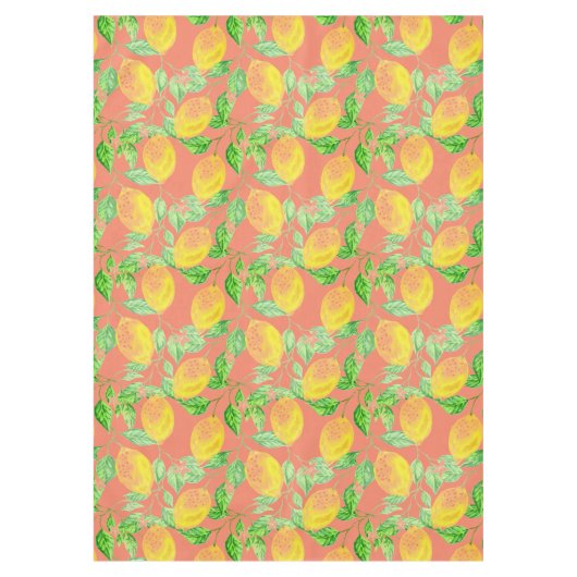 Lemonvruchtpatroon geel en perzikroze tafelkleed (Voorkant)