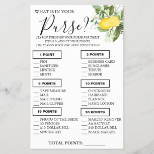 Lemony Wat zit er in je tas Douche spel kaart