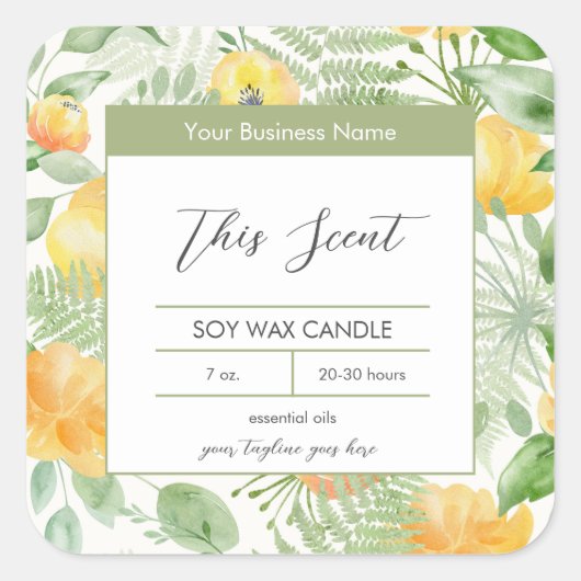 Lemony Yellow en Fern Candle Label (Voorkant)