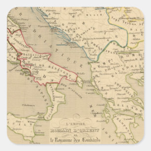 L'Empire Romain d'Orient, Royaume des Lombards Vierkante Sticker